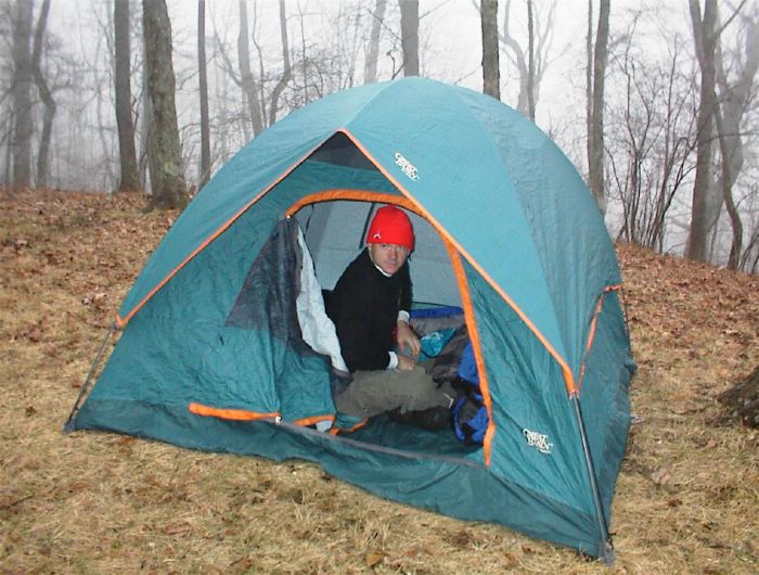 Matt in his tent